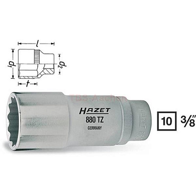 Головка торцевая длинная 12-гранная 3/8" 12 мм HAZET 880TZ-12